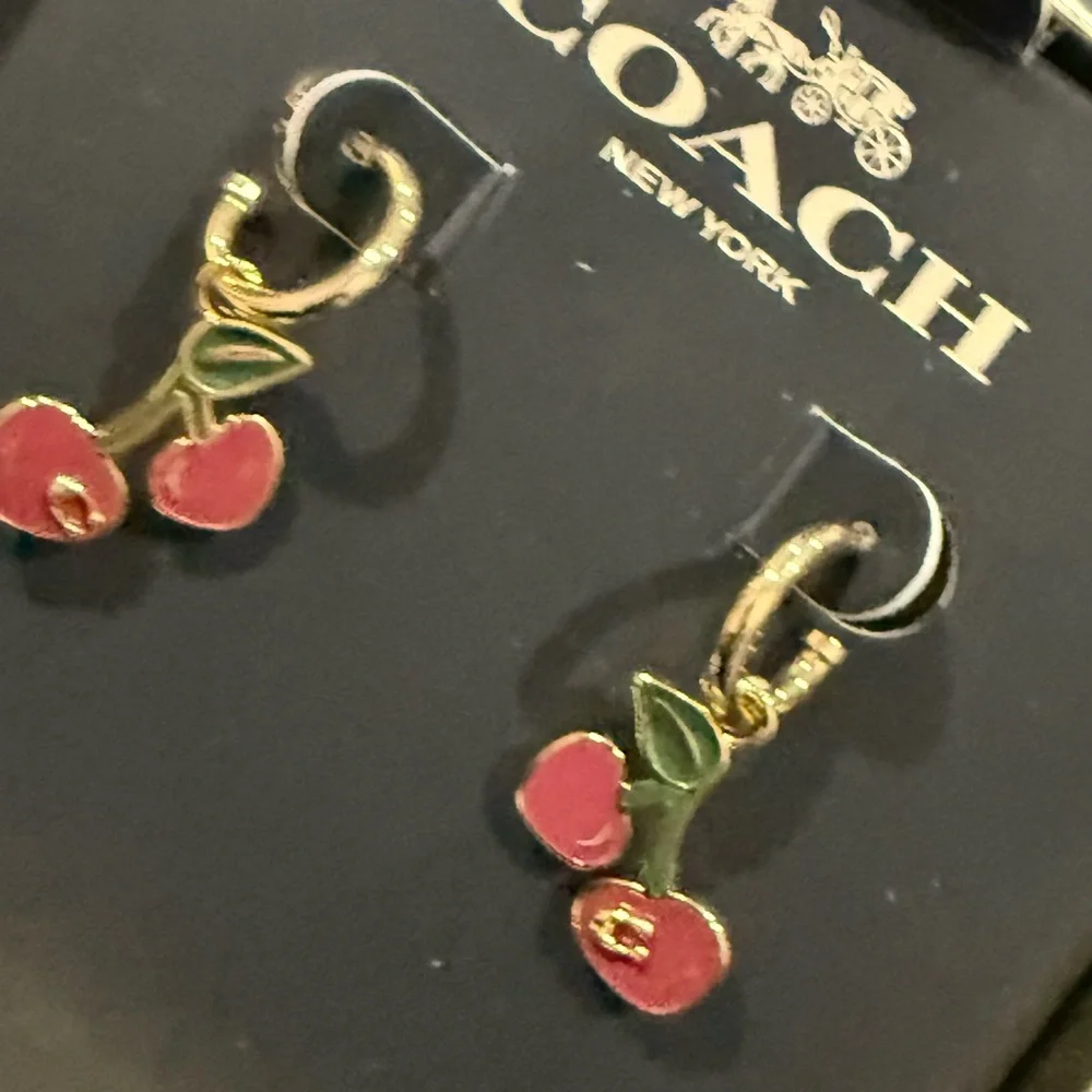 Coach  Cherry Red and Green Earrings new in the box - Picture 3 of 7